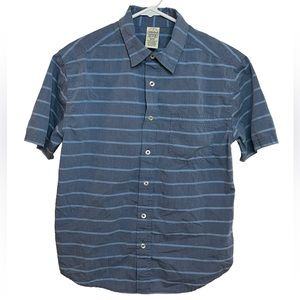 Faded Glory Blue Striped Collared Button Down Short Sleeve Shirt Size XL EUC